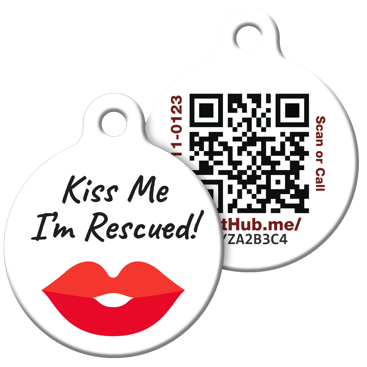 PetHub QR ID Pet Tag - Kiss Me I'm Rescued
