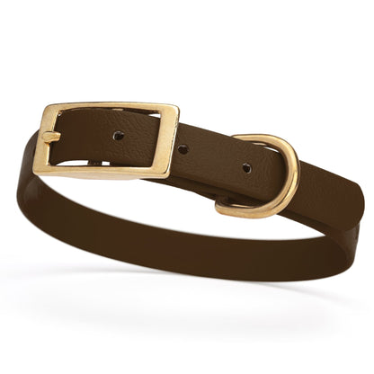 BioThane Waterproof Dog Collar - XS: L 12"-15" x W 5/8" - Black OR Brass Hardware