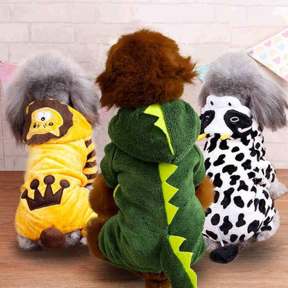 Autumn And Winter Dog Pet Costume Collection: Cozy Coral Fleece Cartoon Style Dog Hugs Cat