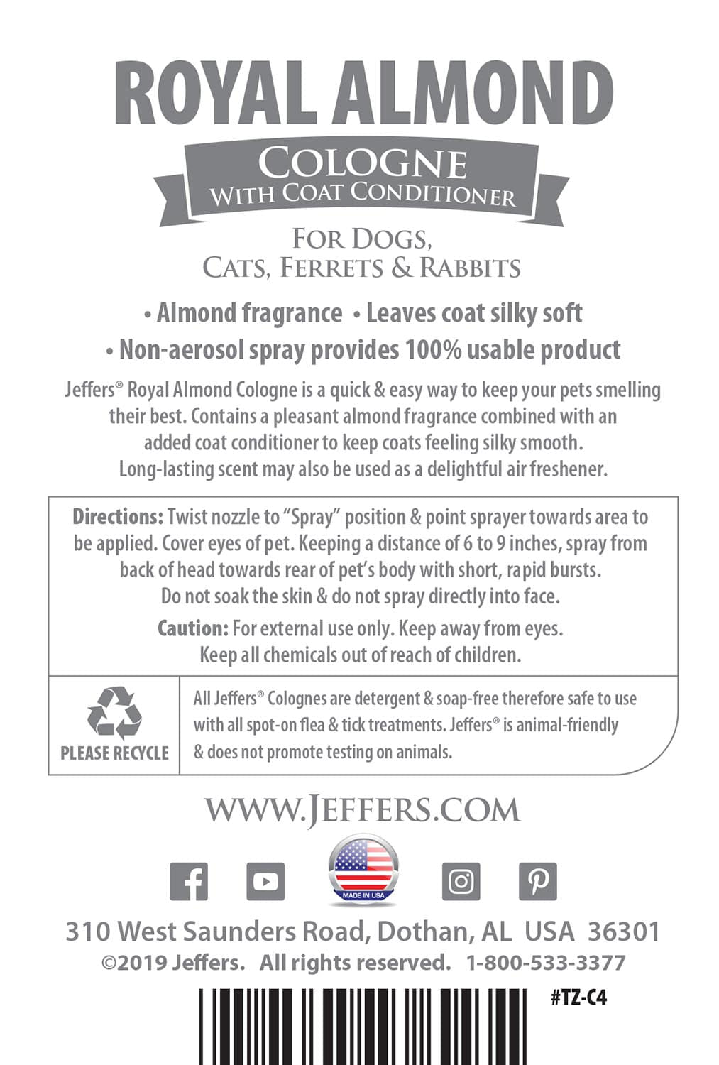 Jeffers Pet Colognes with Coat Conditioner