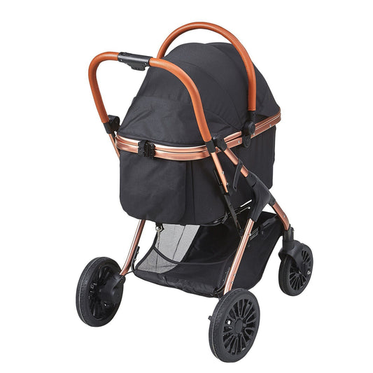 Pet Stroller, 4 Wheels Dog Stroller Rotate with Brakes, 66 lbs Weight Capacity