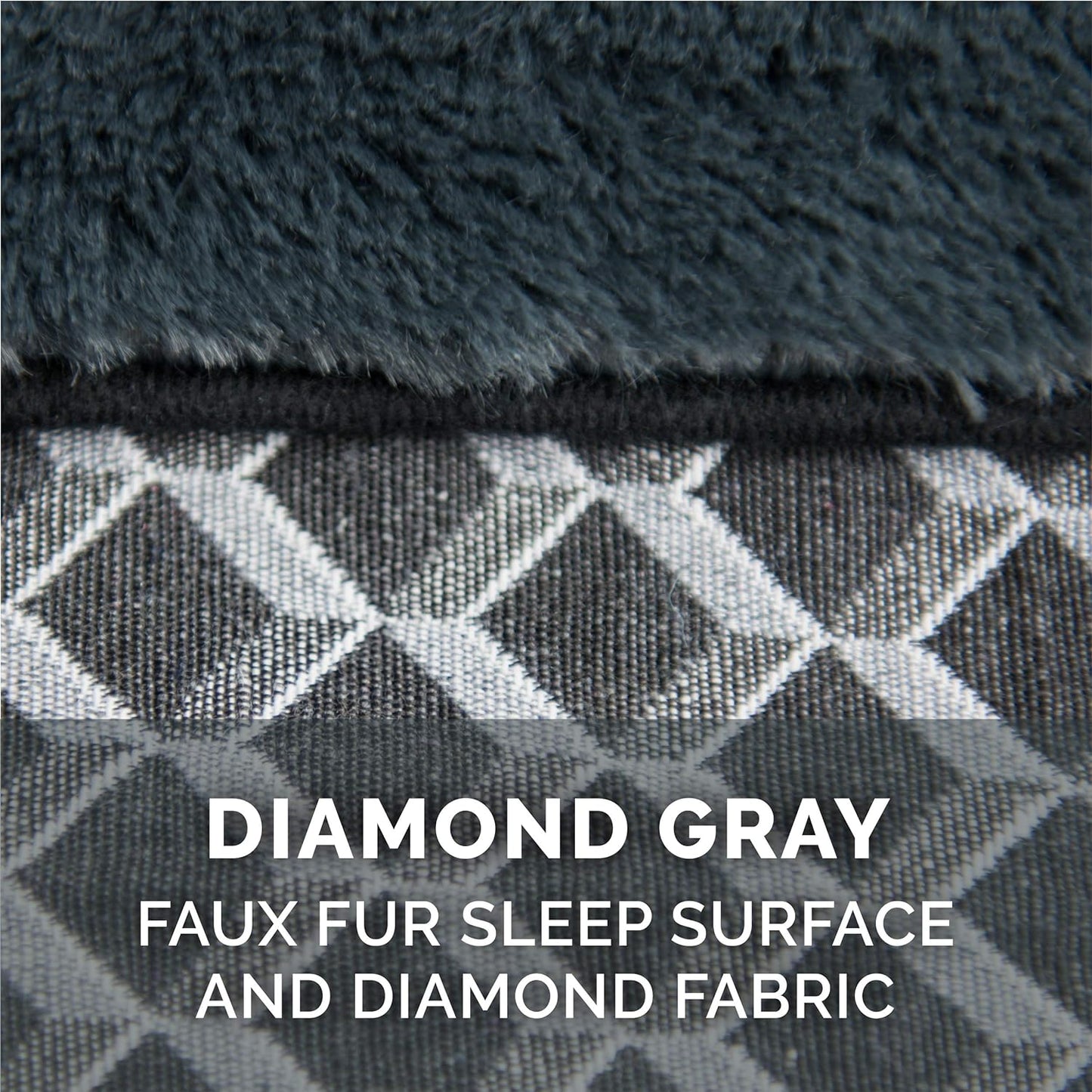 Replacement Pet Bed Cover - Plush Fur and Décor Comfy Couch Washable Dog Bed Cover, Diamond Gray, Jumbo (X-Large)
