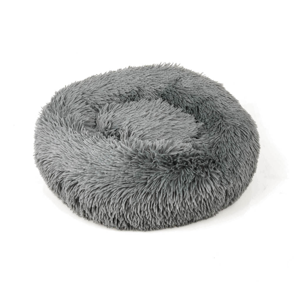 gray donut pet bed