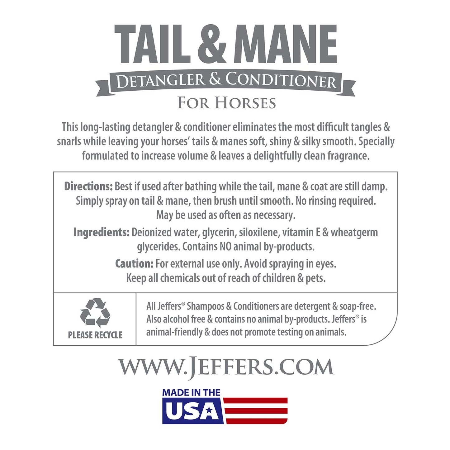 Horse Mane and Tail Detangler Conditioner