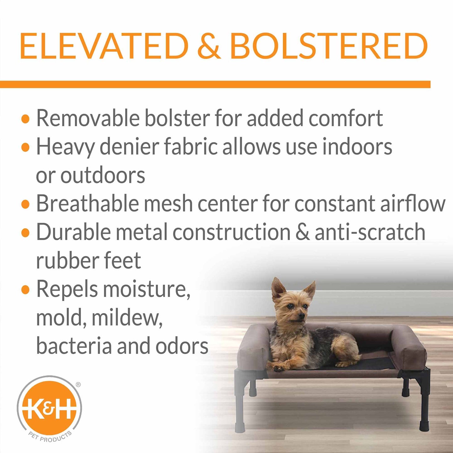 elevated pet bed with bolster