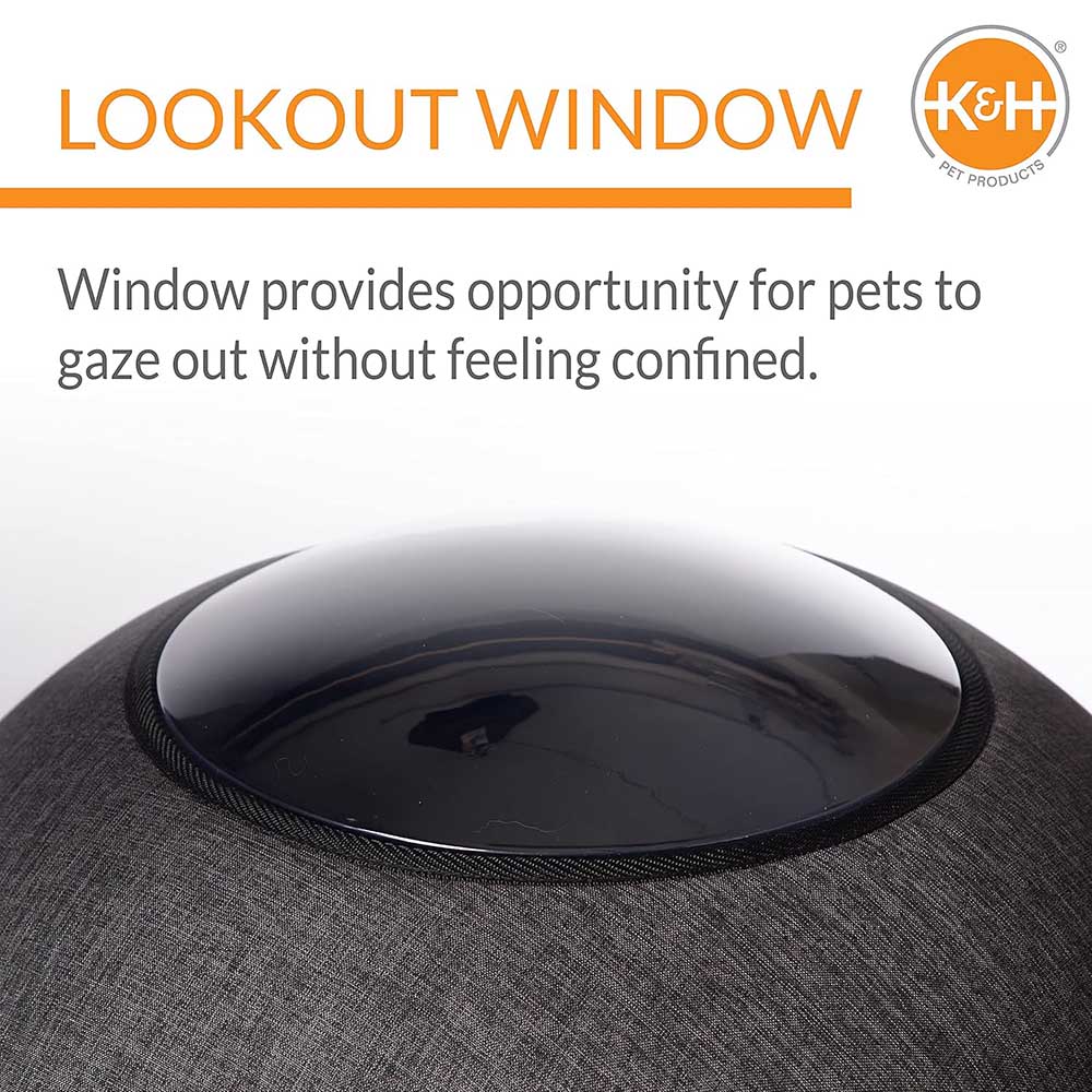 heated cat bed with window