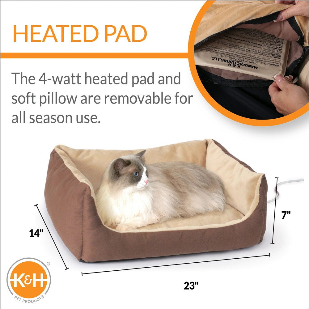 Heated Pet Bed for Cats and Small Dogs