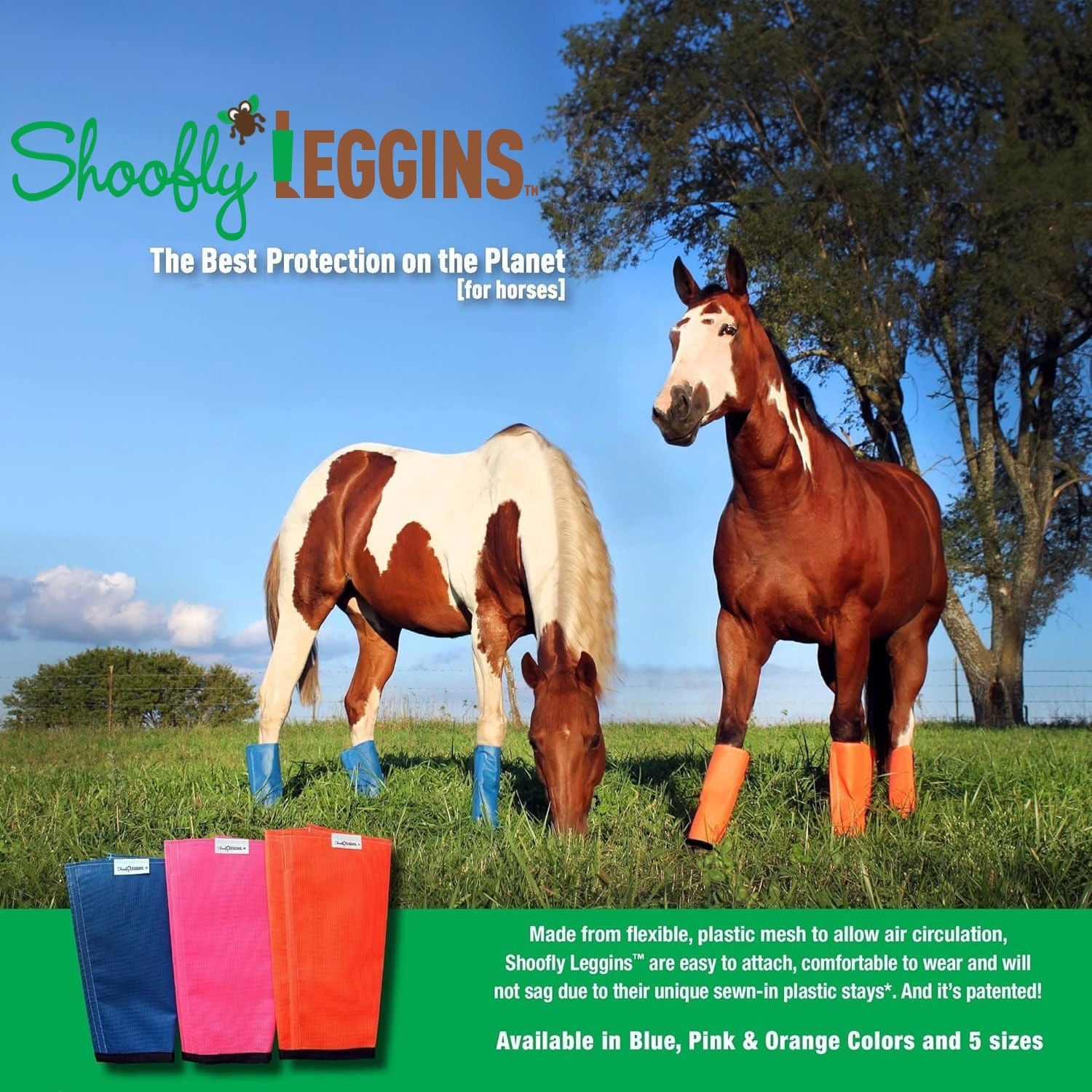 Shoofly Leggins Fine Mesh Fly Boots for Horses