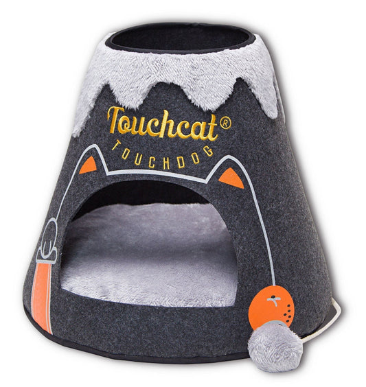 Touchcat Molten Lava Triangular Designer Cat Bed House Lounge with Hanging Teaser Toy
